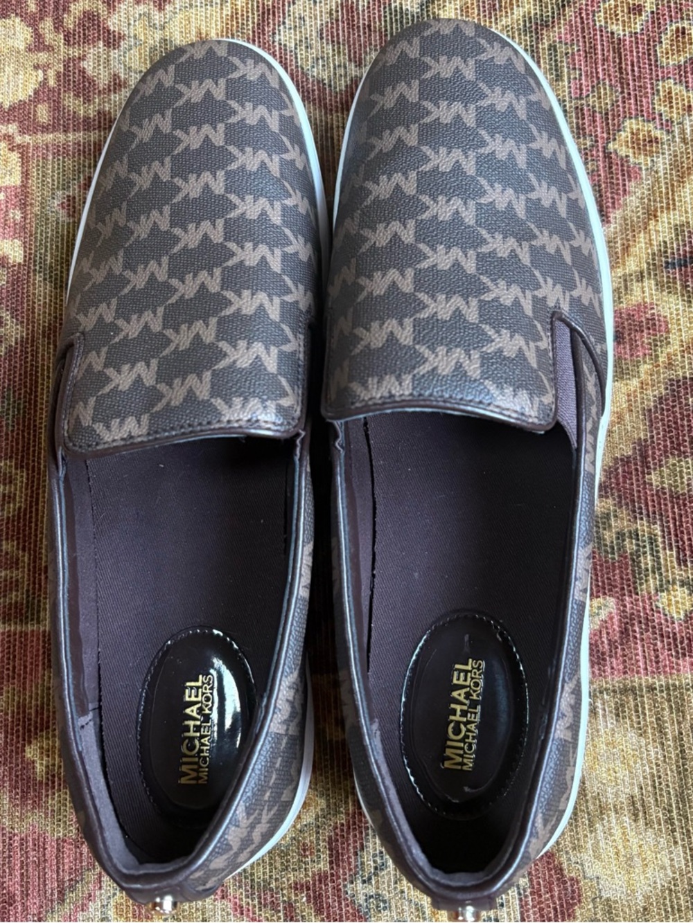 Michael Kors Unisex Slip-On Logo Loafers in Brown Size 11 - Picture 4 of 5